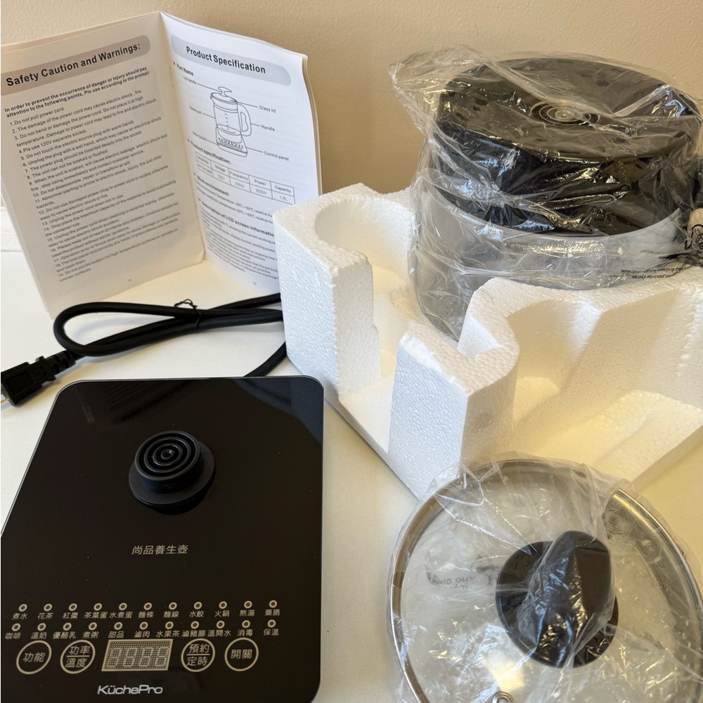 Multi-Function Kettle - Black Glass Teapot - Picture 3 of 16